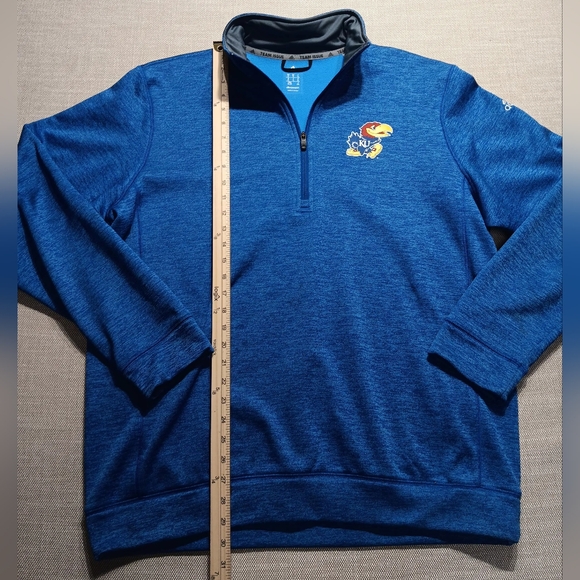 Adidas Kansas Jayhawks Team Issued 1/4 zip pullover, XL, Blue, Excellent cond. - Picture 1 of 7